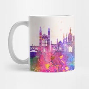 Cambridge skyline in watercolor background Mug